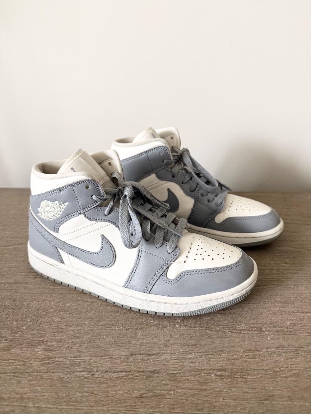 Nike Air Jordan 1 Mid Stealth High Top Sneaker in Gray & White Size 7.5